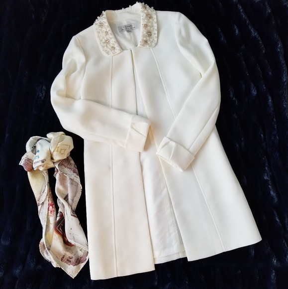 Tahari Jackets & Blazers - Tahari Cream overcoat with embellished collar